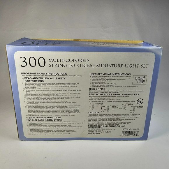 Set of 300 Steady / 3-Way Flashing Multicolor String Lights NEW Green Wire - Picture 4 of 5